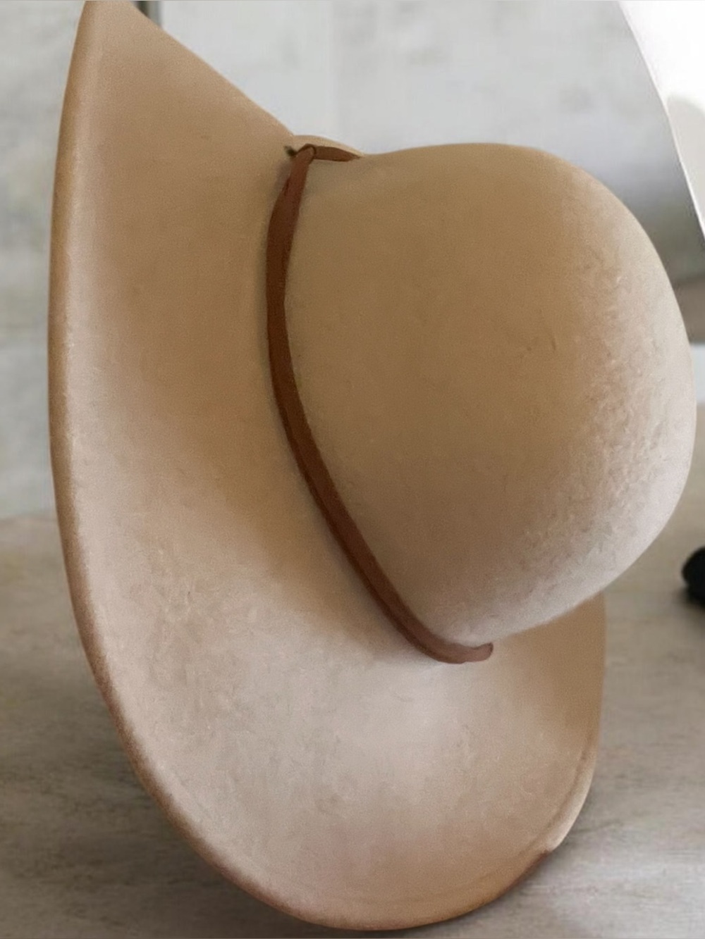 Lucky brand -Classic Cream Felt Wide-Brim Hat with Brown Trim
